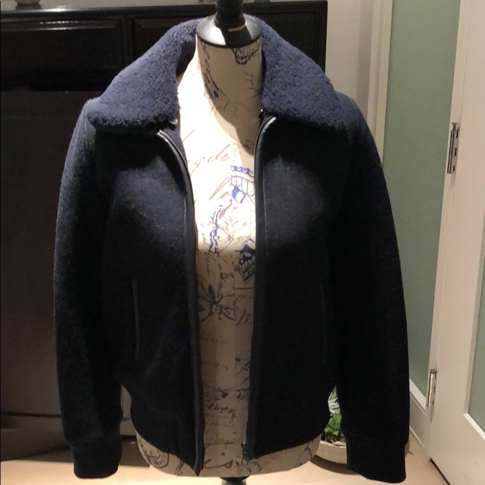 APC Navy bomber/letterman jacket